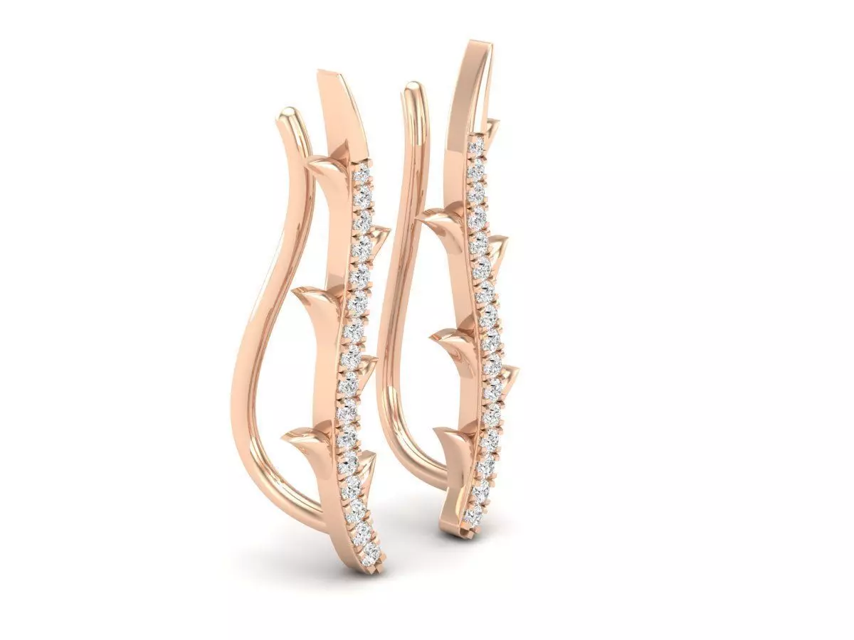 AV 376 White Diamond Ladies Climber Earrings 3D print model