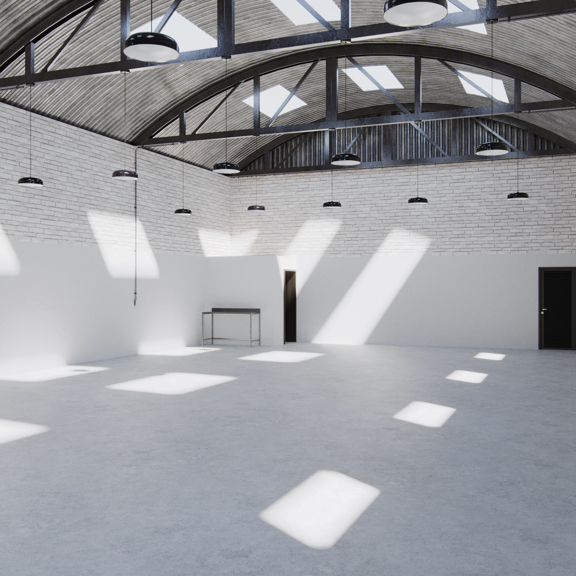 Empty Small Warehouse 3D model_1