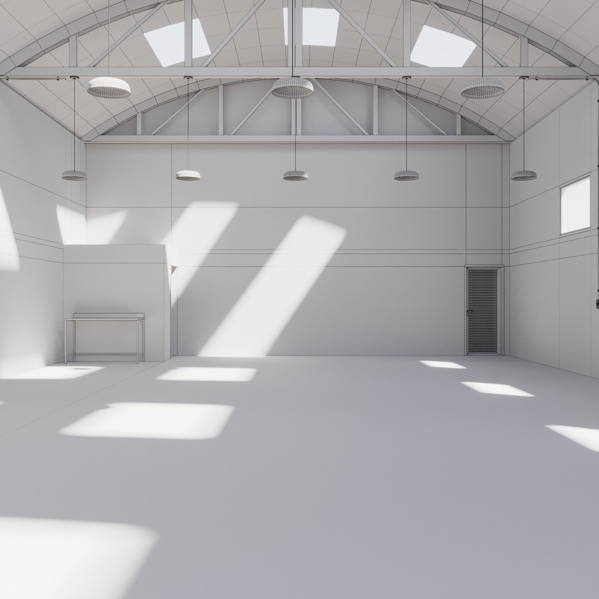 Empty Small Warehouse 3D model_5