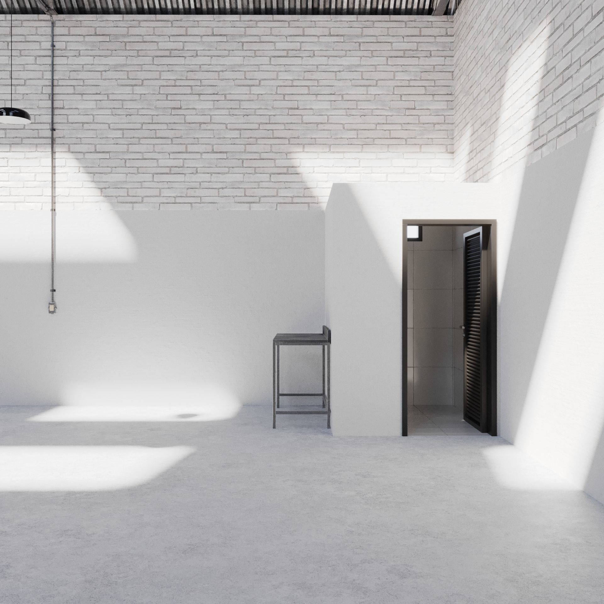 Empty Small Warehouse 3D model_3