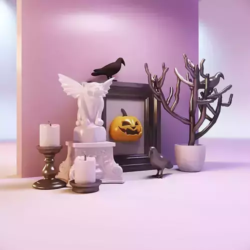 Miniature dollhouse Hellowen decor set 