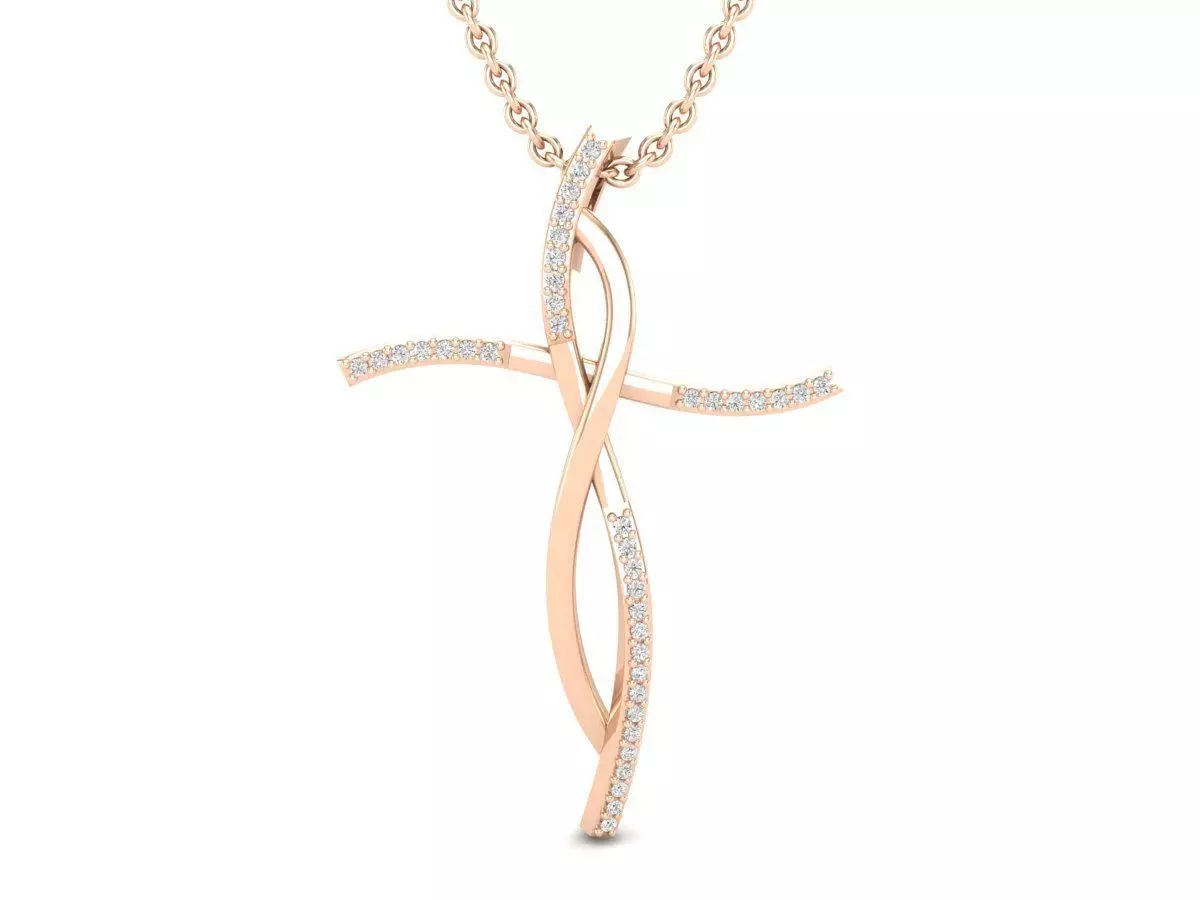 AV 378 Diamond Ladies Swirl Cross Pendant 3D print model