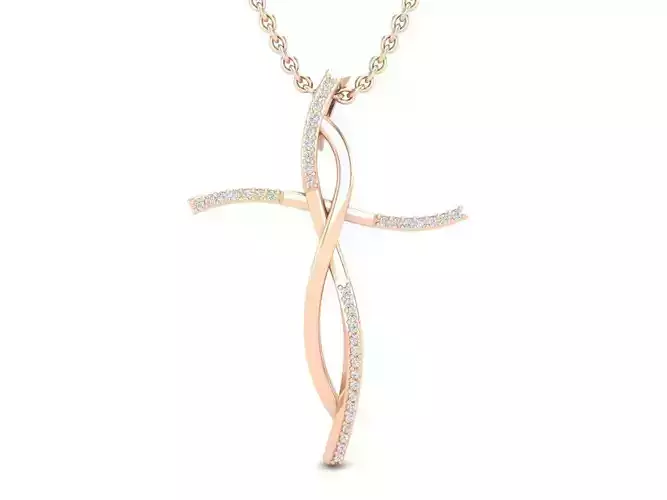 AV 378 Diamond Ladies Swirl Cross Pendant