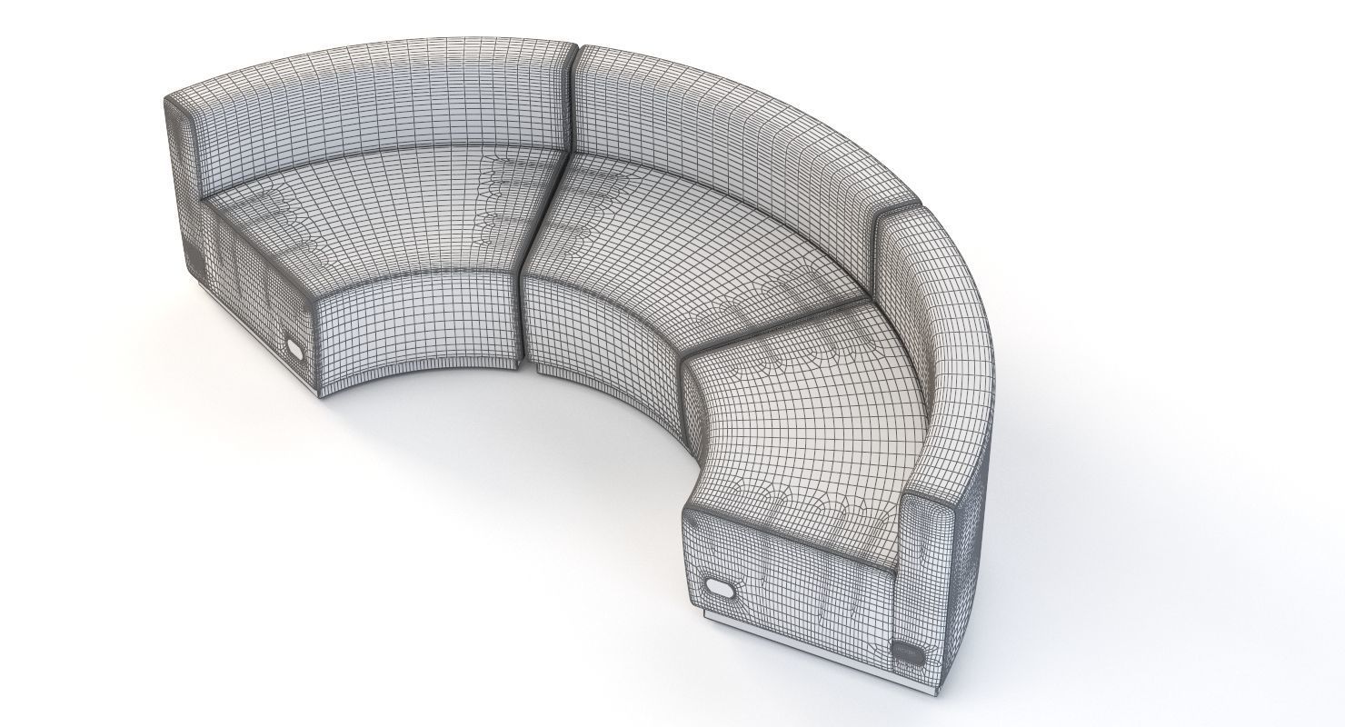 Krysten Sectional Three Seater Module Concave Round Sofa 3D model_9
