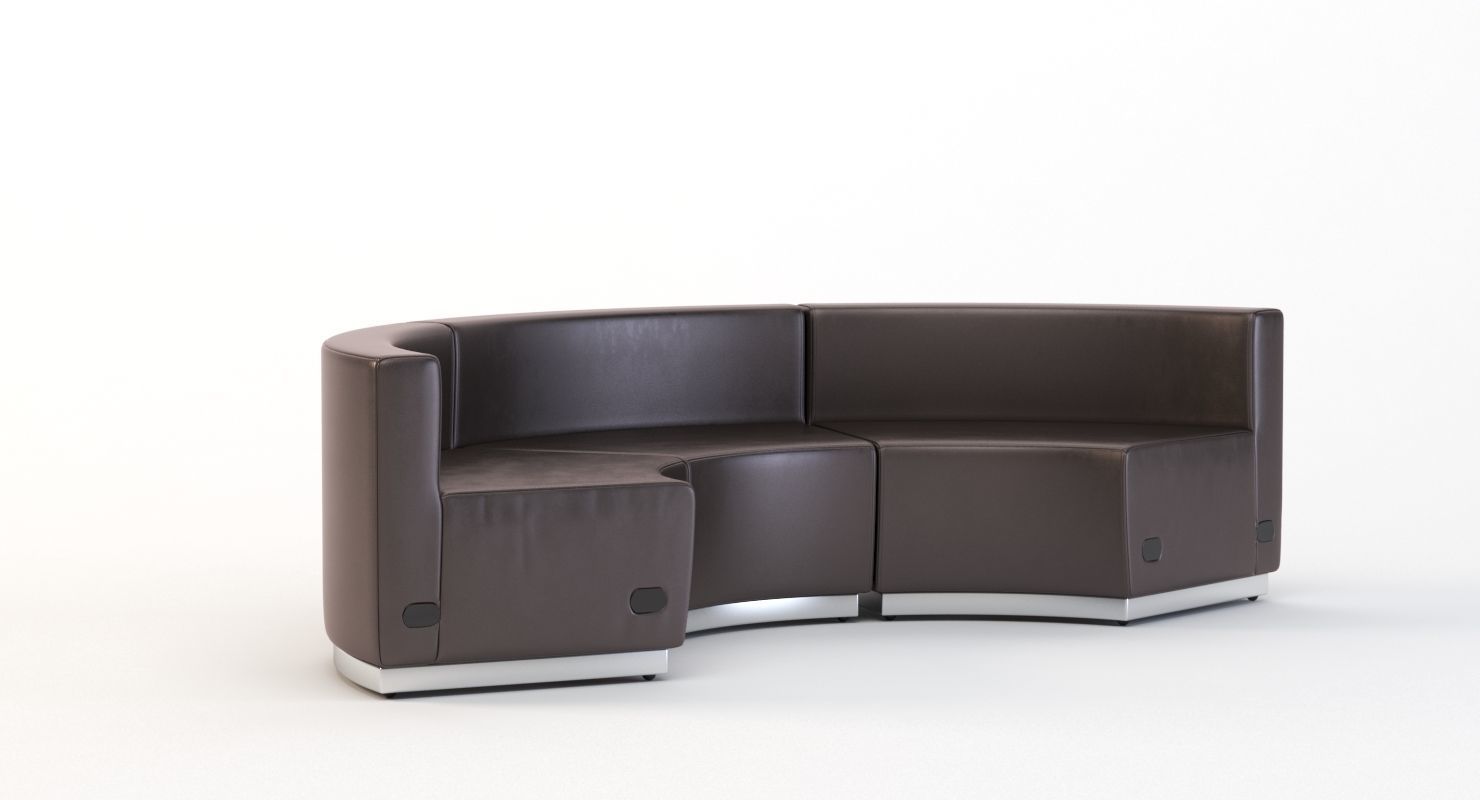 Krysten Sectional Three Seater Module Concave Round Sofa 3D model_2