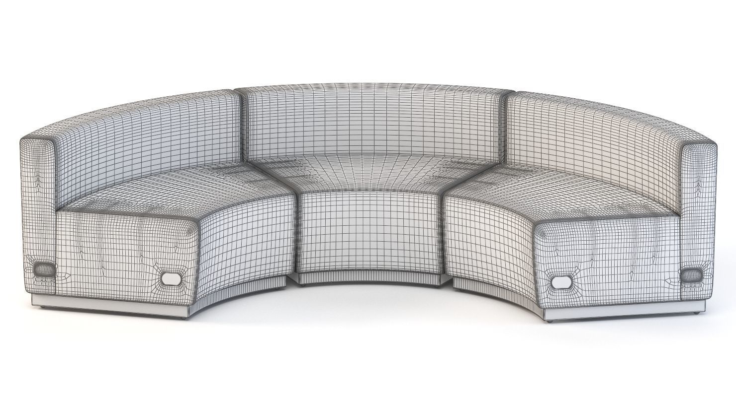 Krysten Sectional Three Seater Module Concave Round Sofa 3D model_12