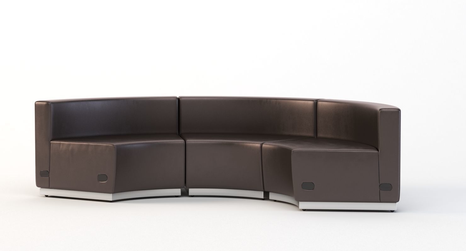 Krysten Sectional Three Seater Module Concave Round Sofa 3D model_7