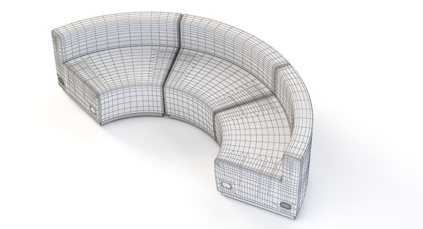 Krysten Sectional Three Seater Module Concave Round Sofa 3D model_10