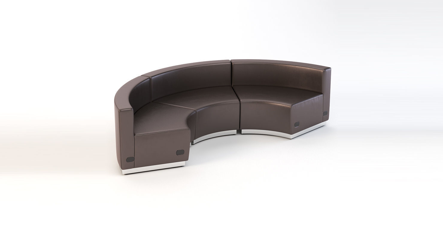 Krysten Sectional Three Seater Module Concave Round Sofa 3D model_1