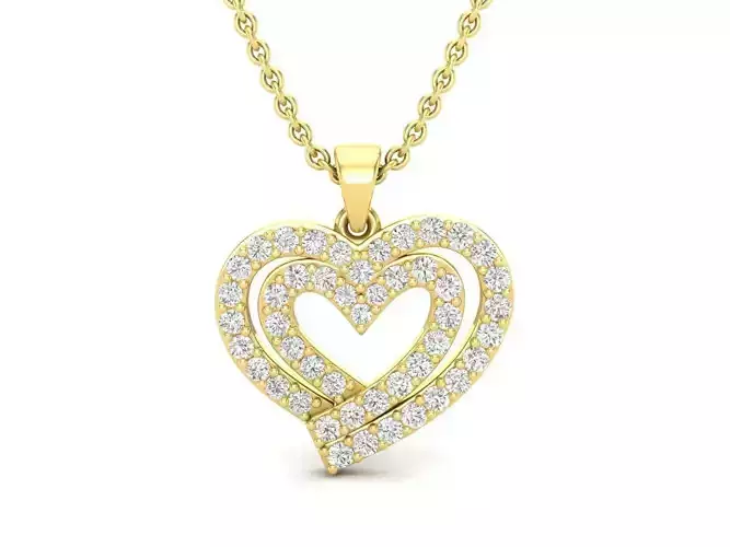 AV 379 Diamond Double Heart Pendant For Women