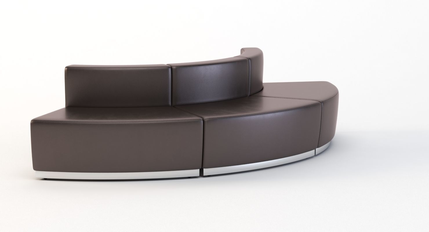 Krysten Round Modular Sectional Convex Bonded Leather Sofa 3D model_3