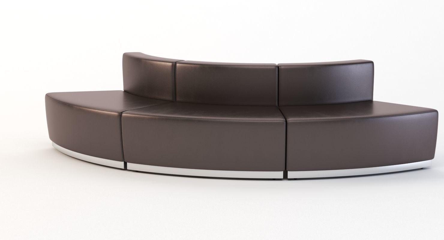 Krysten Round Modular Sectional Convex Bonded Leather Sofa 3D model_8