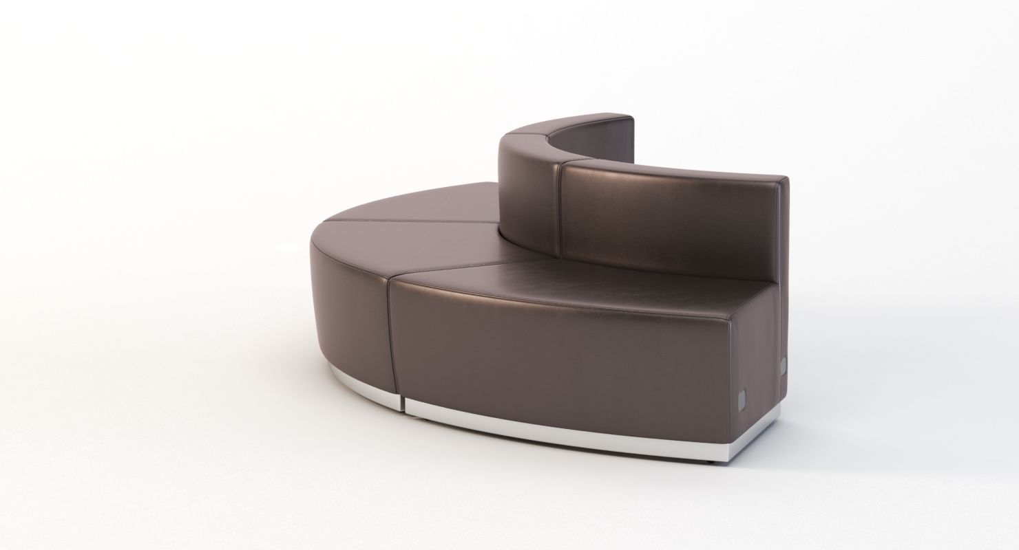 Krysten Round Modular Sectional Convex Bonded Leather Sofa 3D model_7