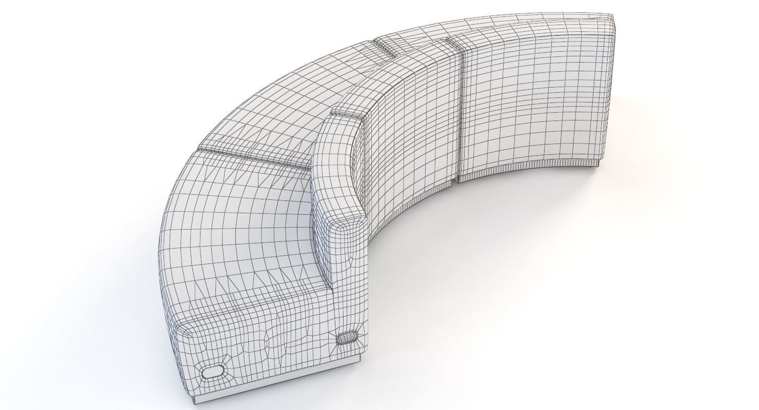 Krysten Round Modular Sectional Convex Bonded Leather Sofa 3D model_10