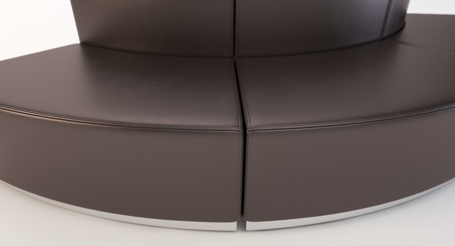 Krysten Round Modular Sectional Convex Bonded Leather Sofa 3D model_2