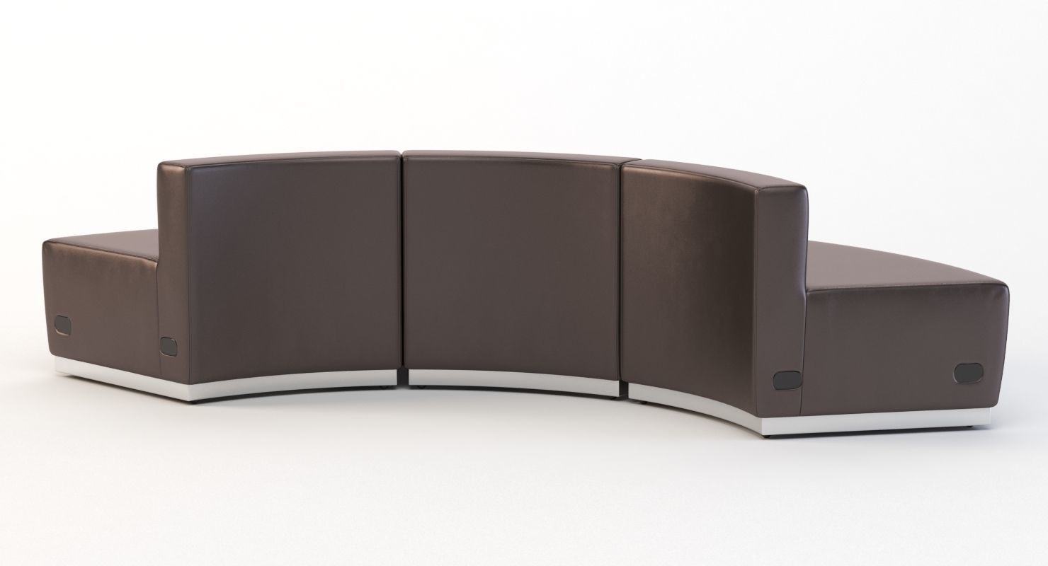 Krysten Round Modular Sectional Convex Bonded Leather Sofa 3D model_5
