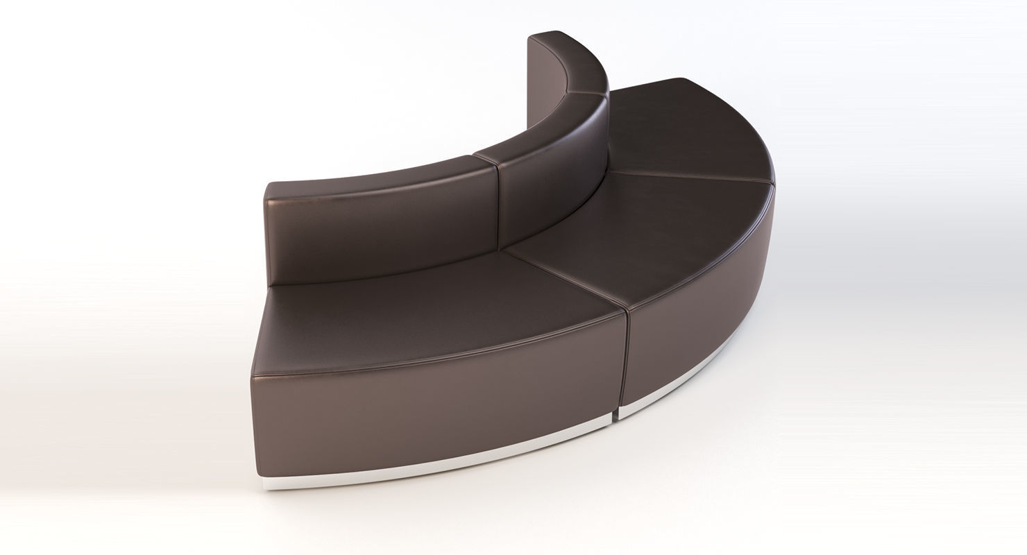 Krysten Round Modular Sectional Convex Bonded Leather Sofa 3D model_1