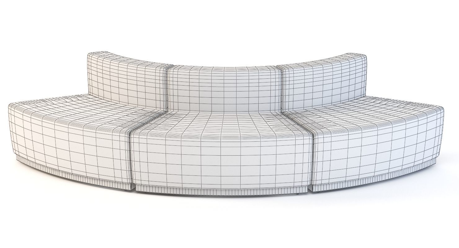 Krysten Round Modular Sectional Convex Bonded Leather Sofa 3D model_9