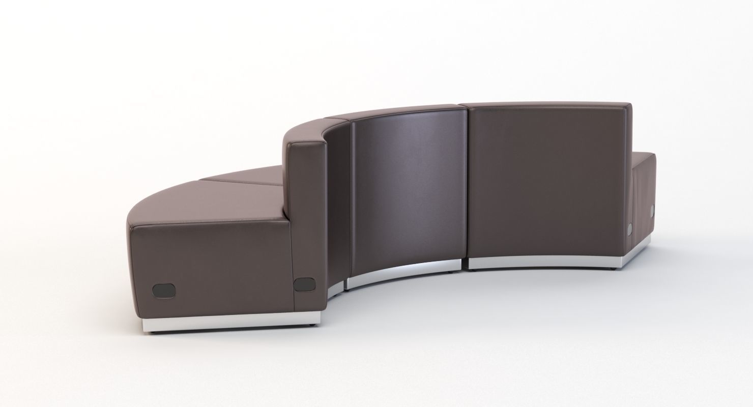 Krysten Round Modular Sectional Convex Bonded Leather Sofa 3D model_6
