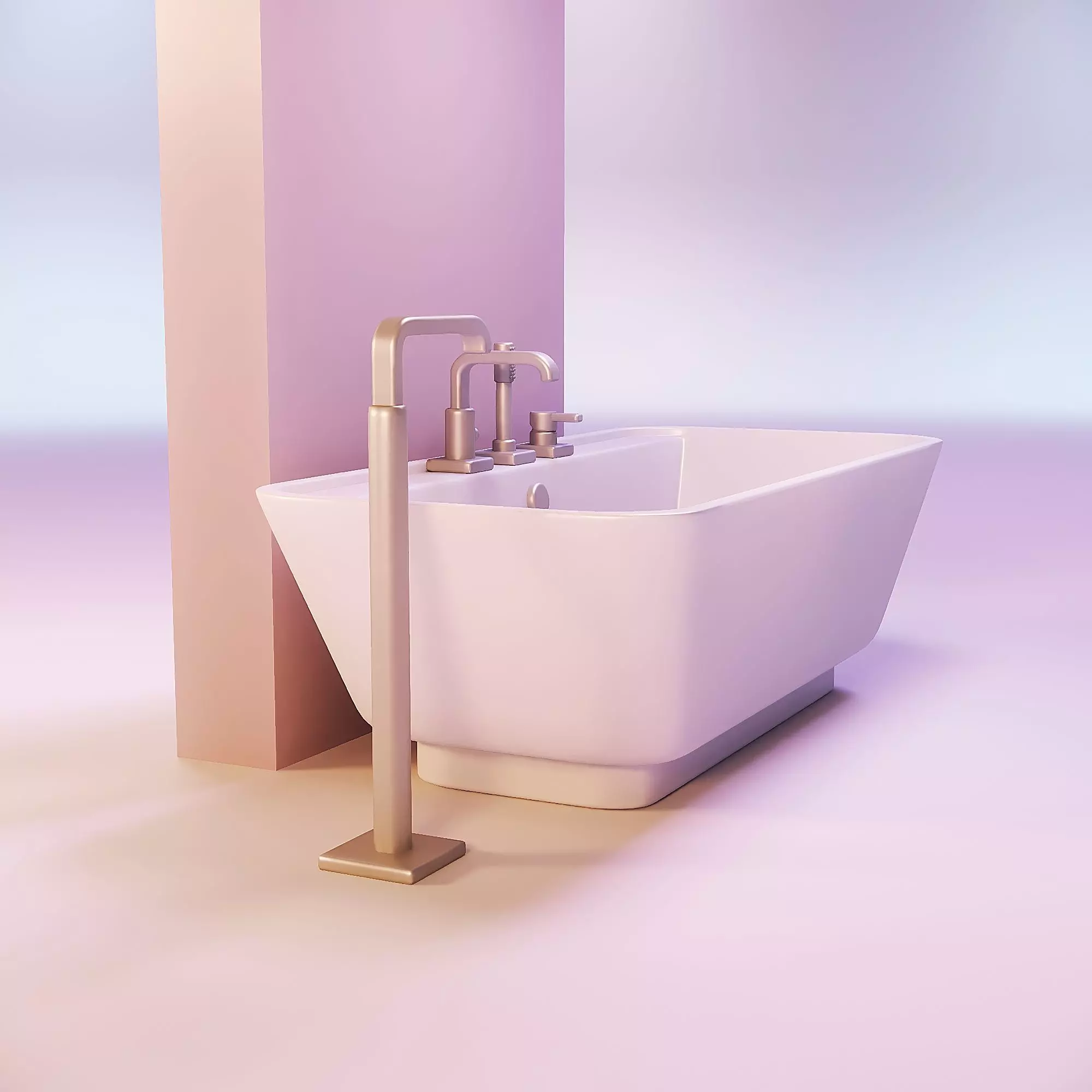 Miniature dollhouse furniture bath with faucet 3D print model_0