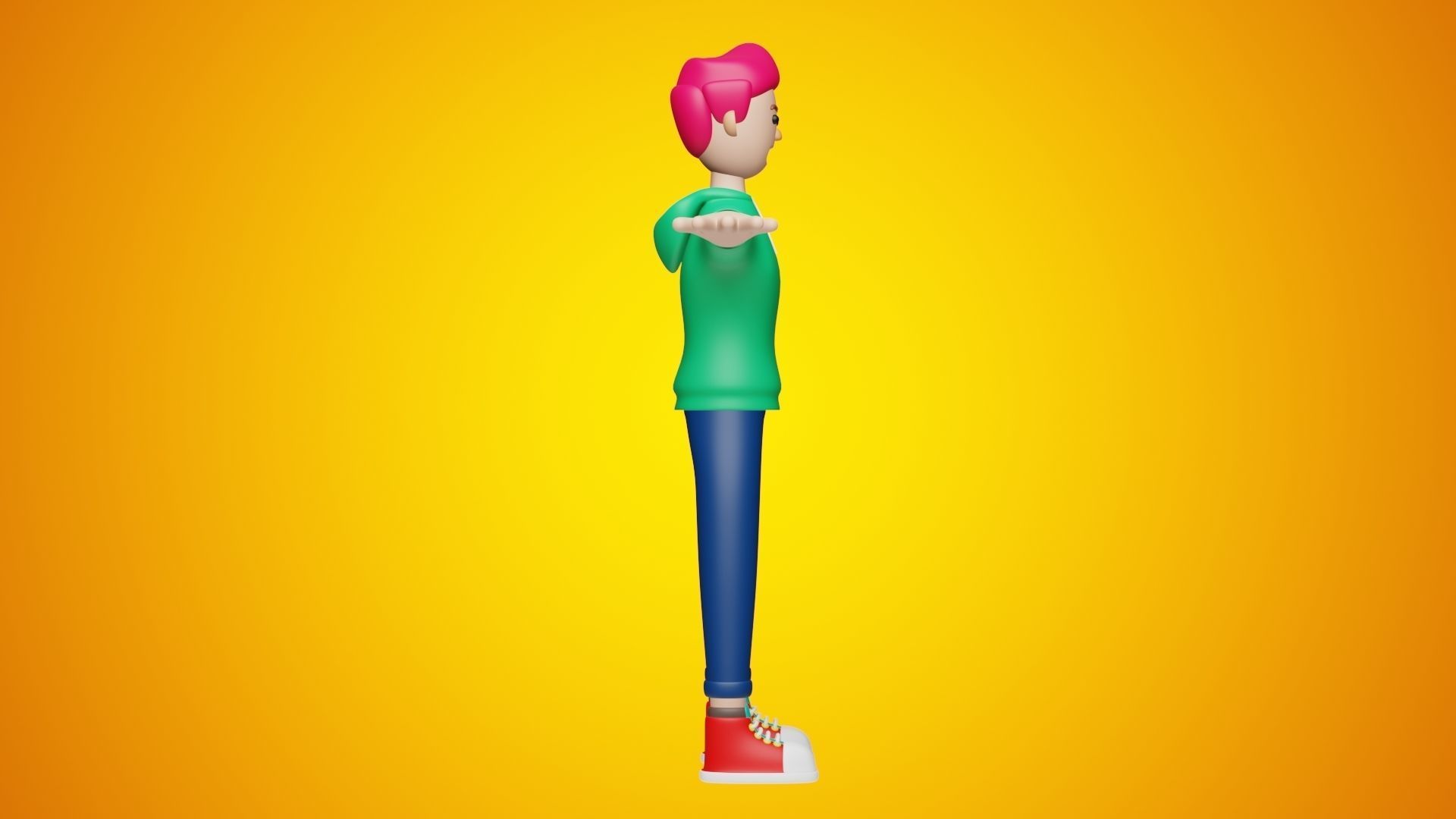 Man Wear Hoody and Sneakers 3D Cartoon Character Style 3D model_1