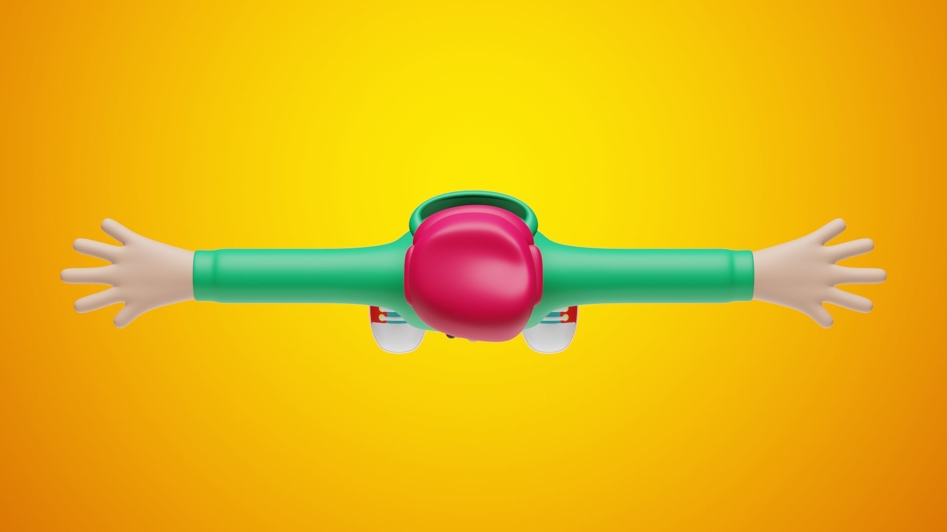 Man Wear Hoody and Sneakers 3D Cartoon Character Style 3D model_4