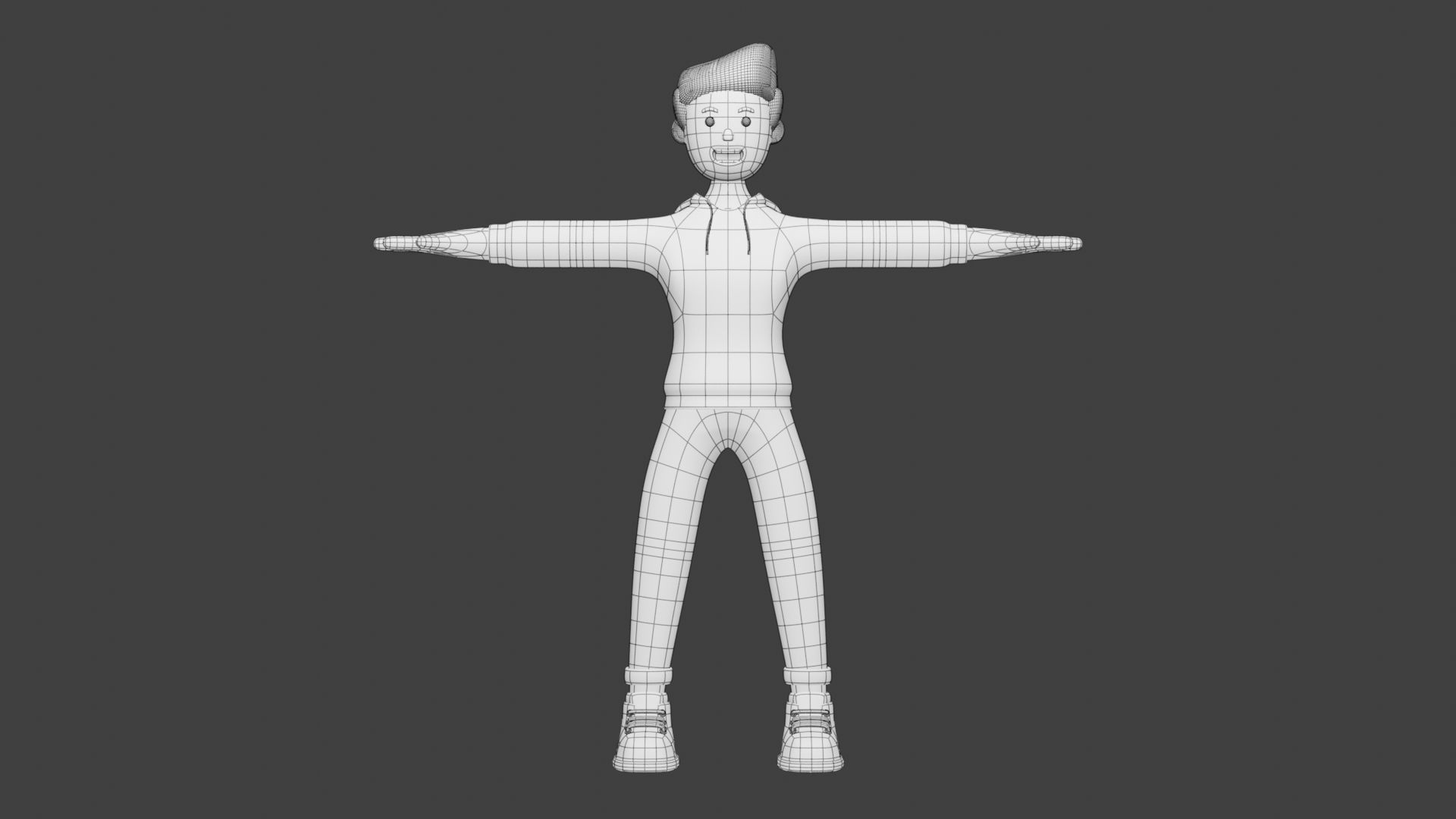 Man Wear Hoody and Sneakers 3D Cartoon Character Style 3D model_5