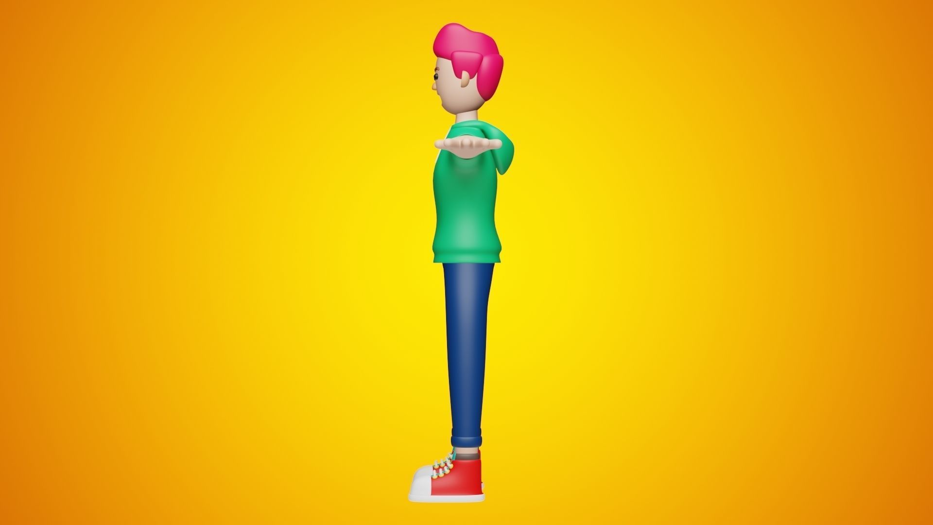 Man Wear Hoody and Sneakers 3D Cartoon Character Style 3D model_3