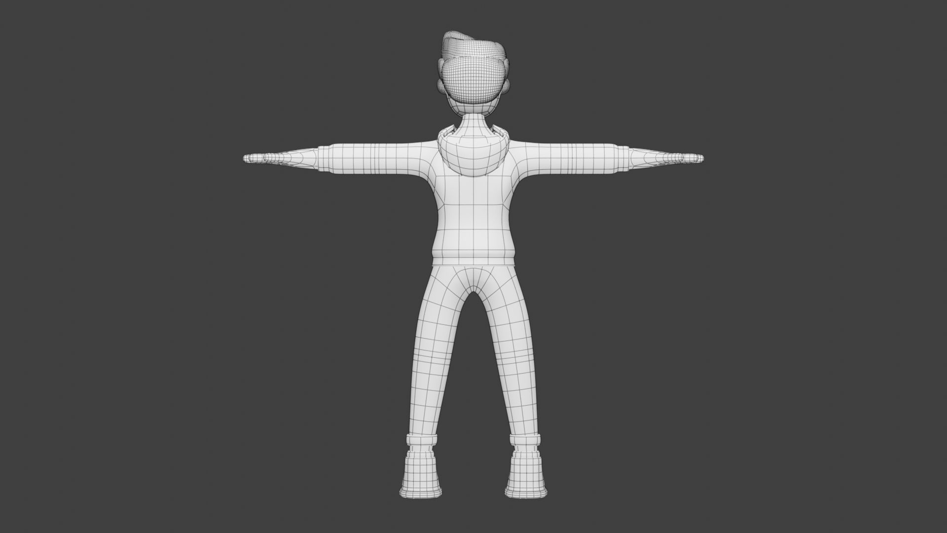 Man Wear Hoody and Sneakers 3D Cartoon Character Style 3D model_7