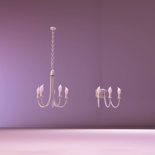 Dollhouse furniture Ceiling Light and Wall Sconce with Candle 3D print model