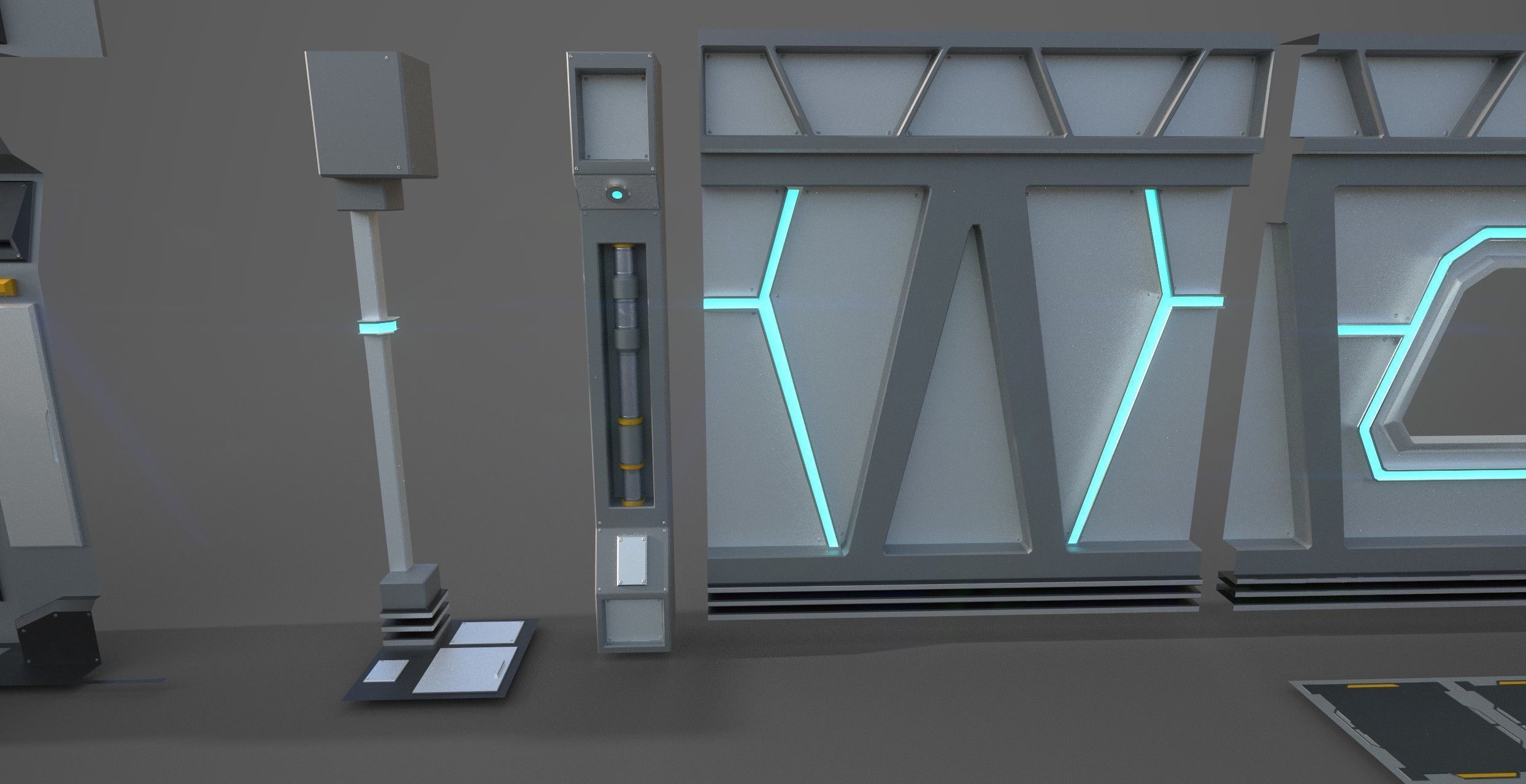 Sci-Fi Modular System Low-poly 3D model_8
