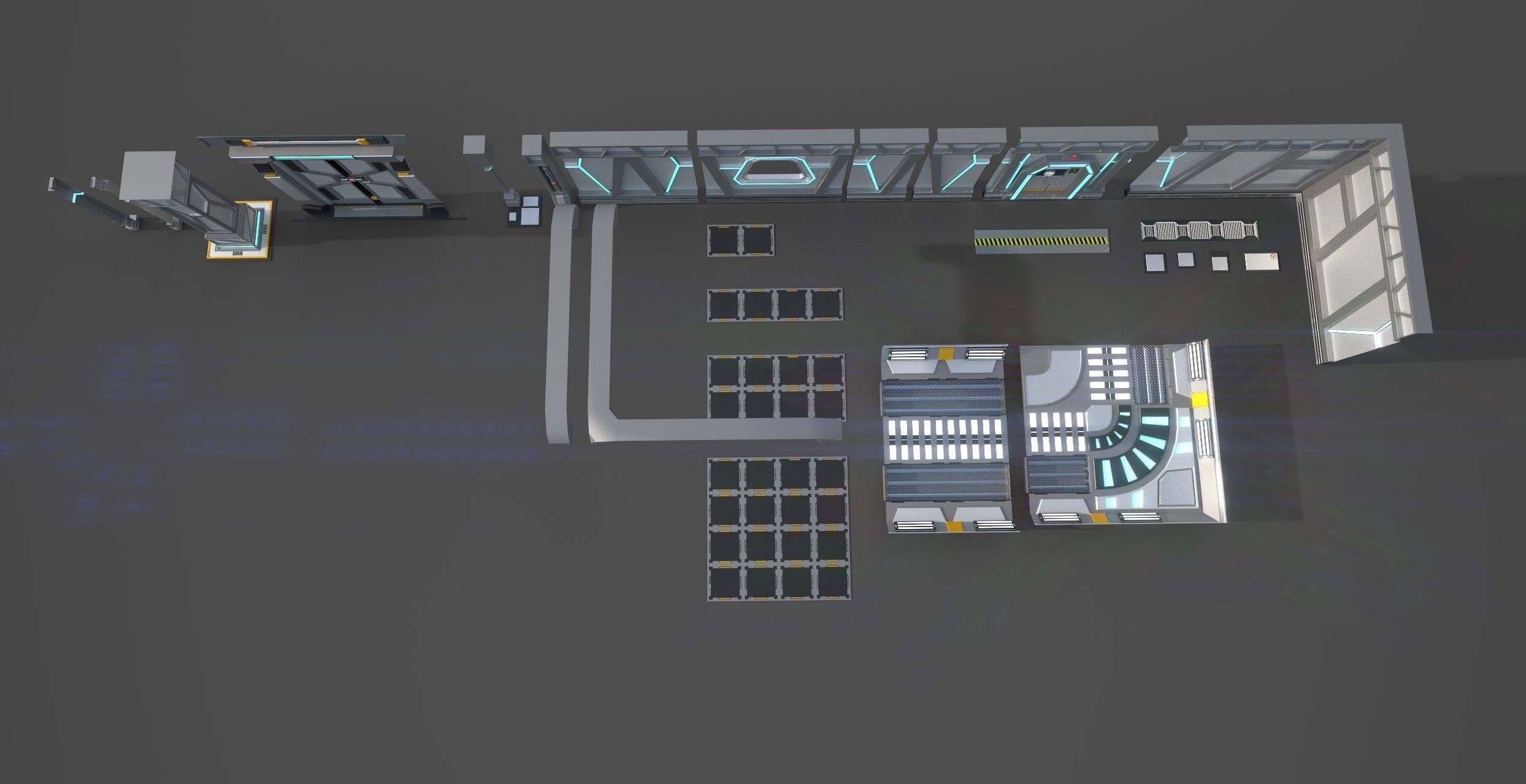 Sci-Fi Modular System Low-poly 3D model_5