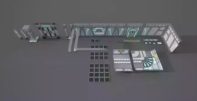 Sci-Fi Modular System Low-poly 3D model