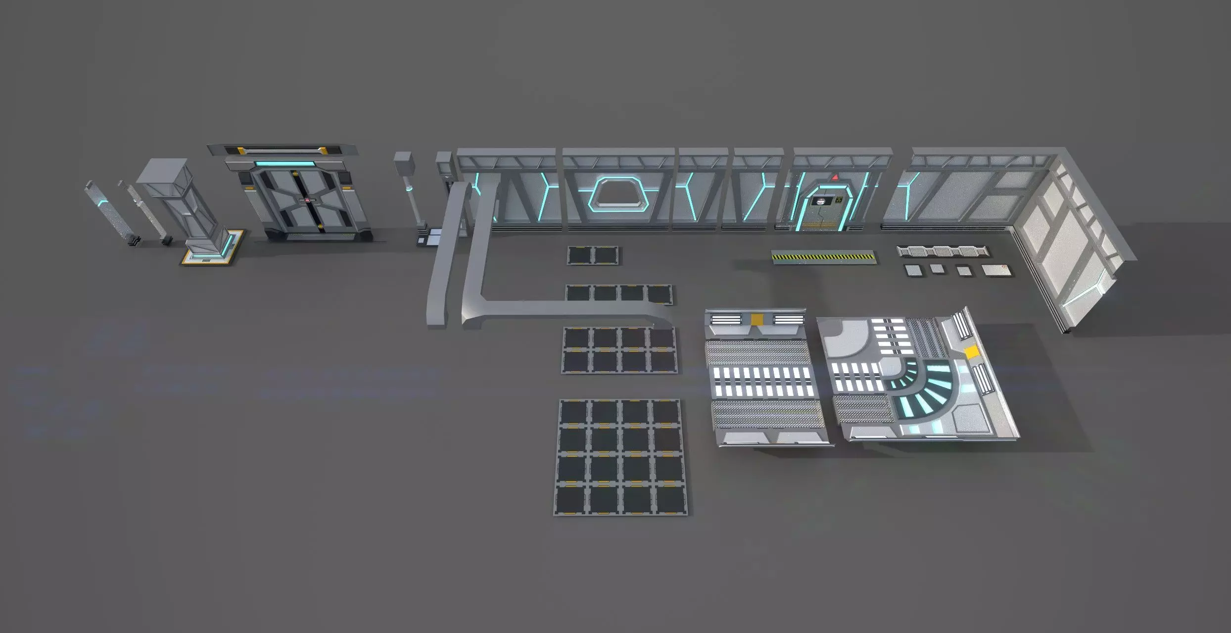 Sci-Fi Modular System Low-poly 3D model_0