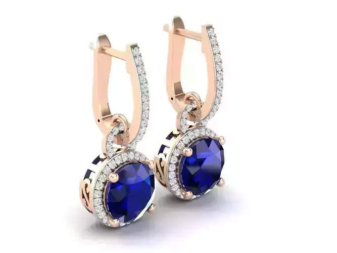 AV 382 Round Diamond Ladies Dangling Drop Earrings 3D print model