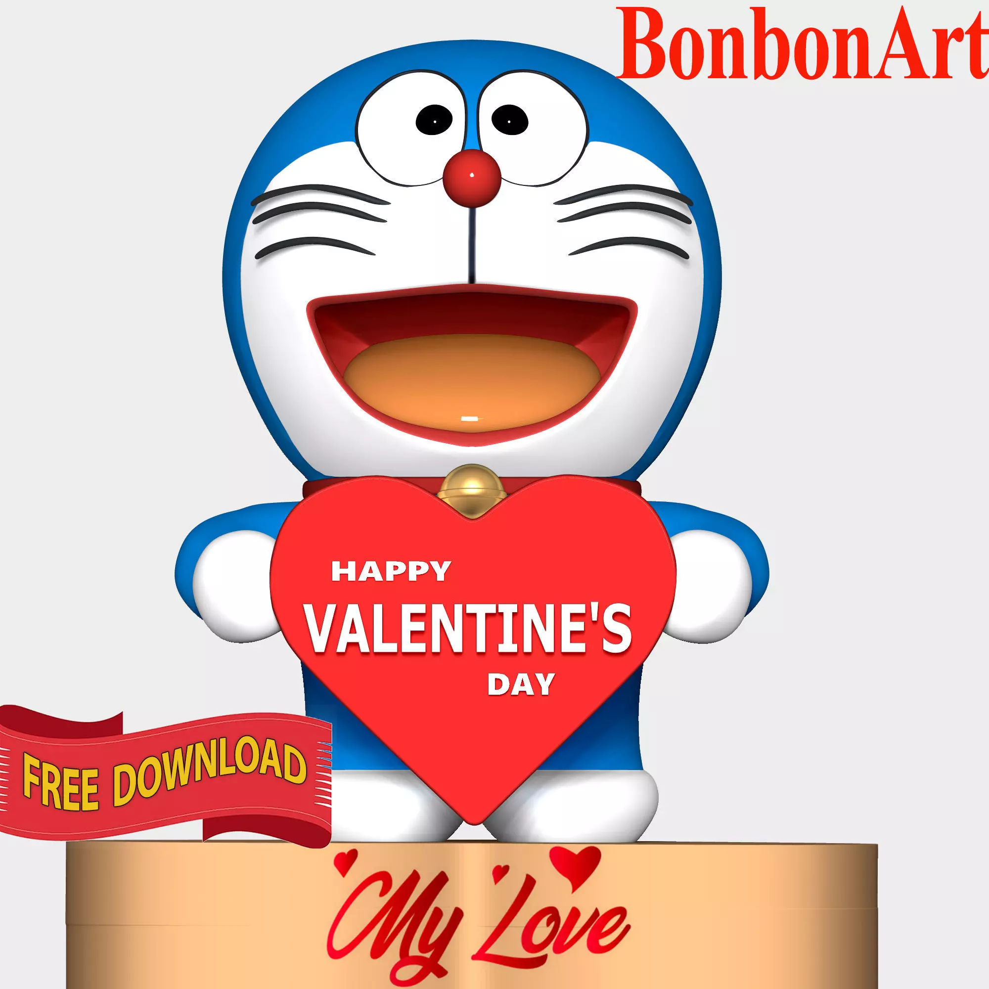 Doraemon - Valentine Day Free 3D print model_0