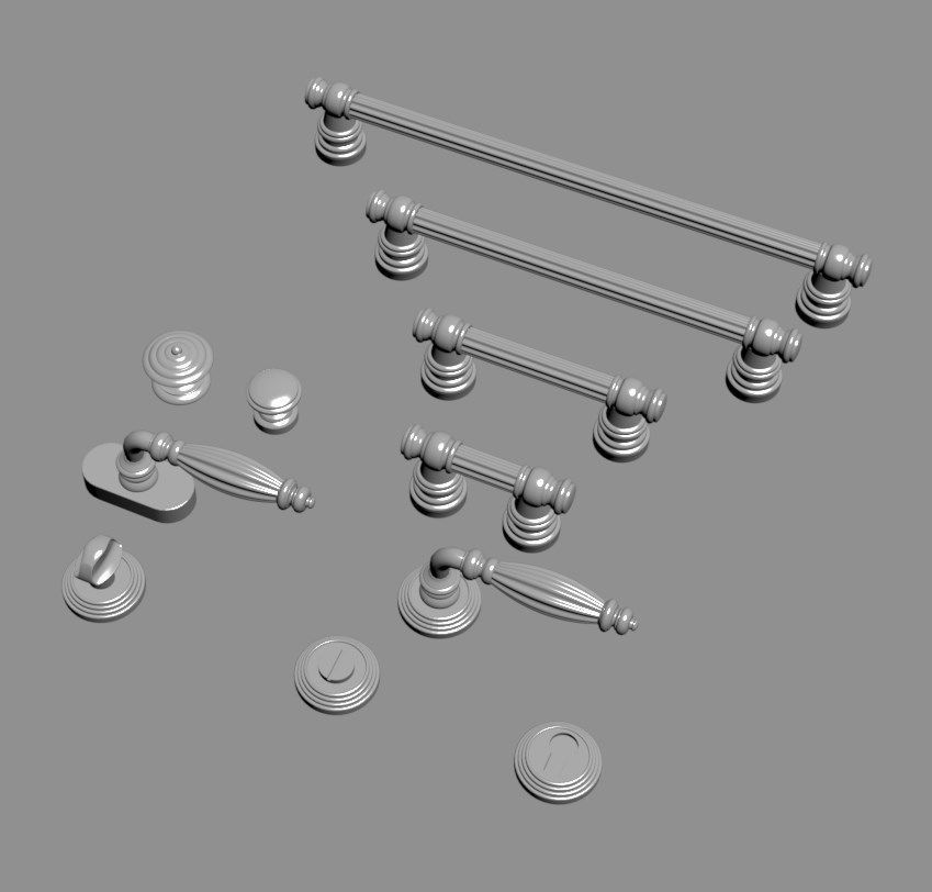 Miniature dollhouse furniture handle 3D print model_3