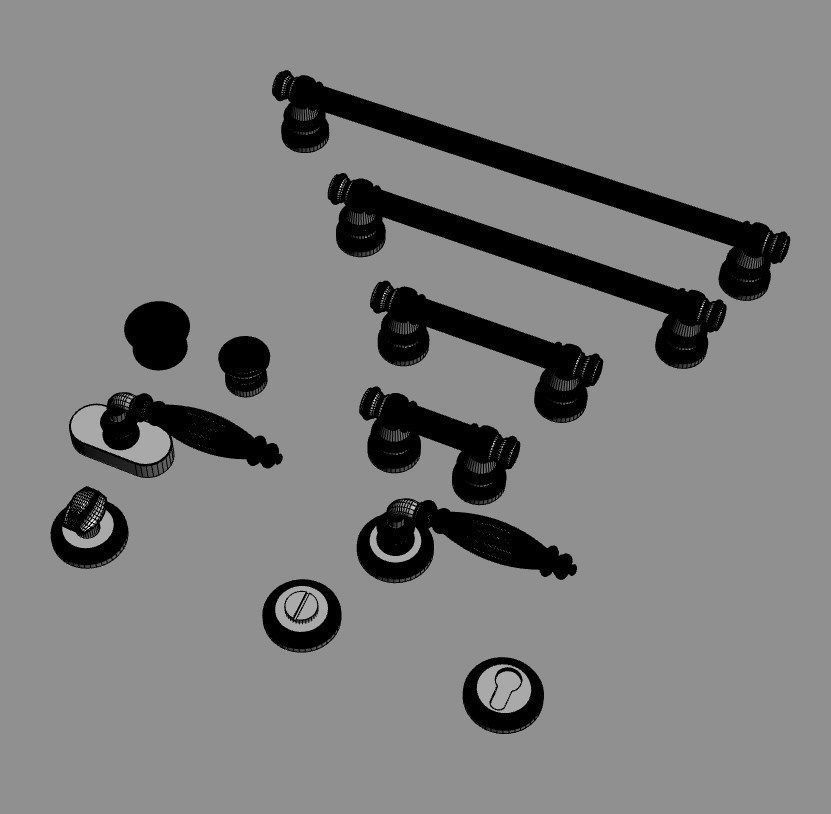 Miniature dollhouse furniture handle 3D print model_4