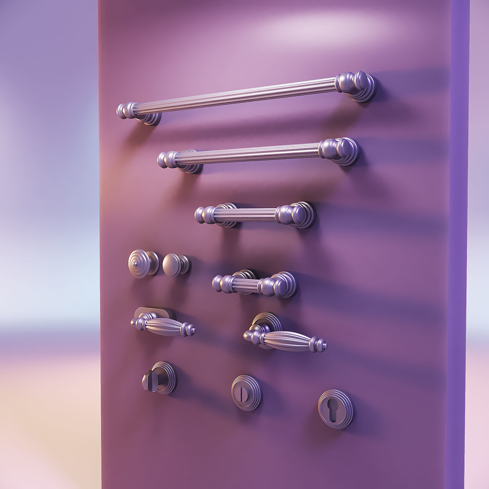 Miniature dollhouse furniture handle 3D print model_1