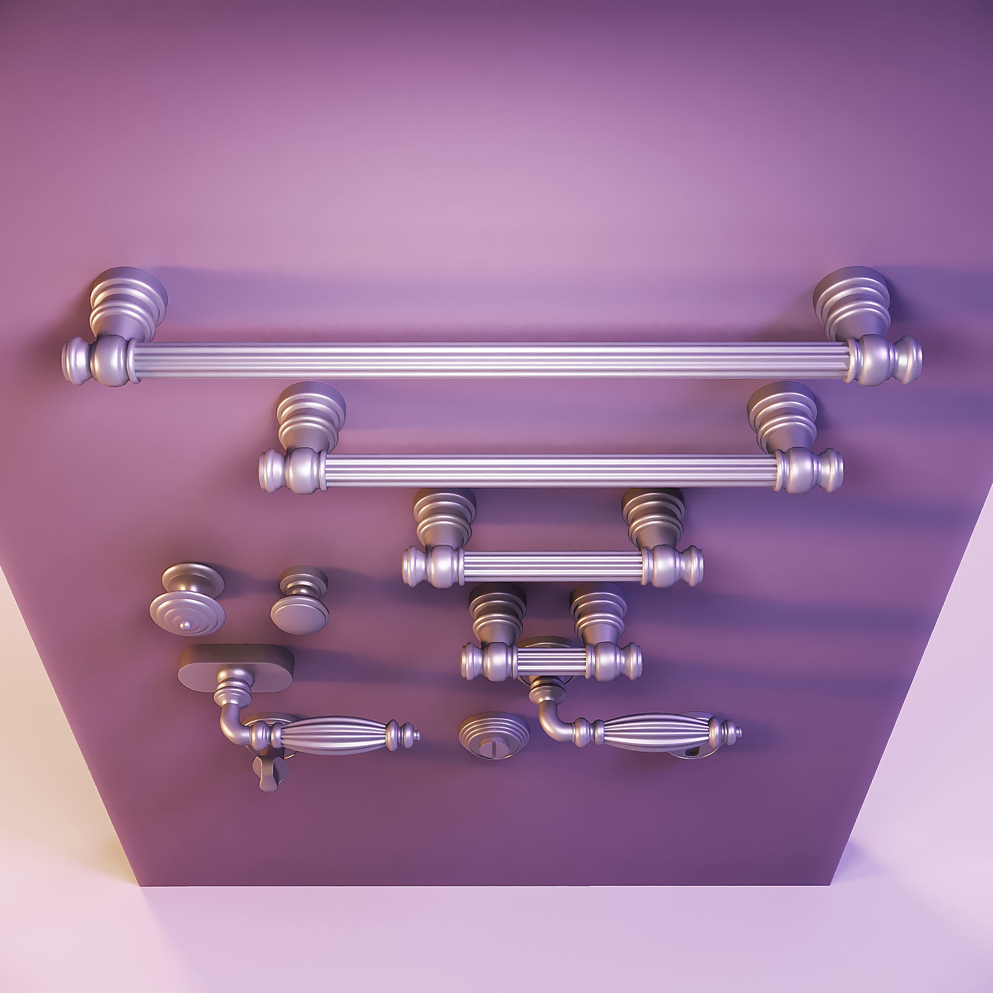 Miniature dollhouse furniture handle 3D print model_2