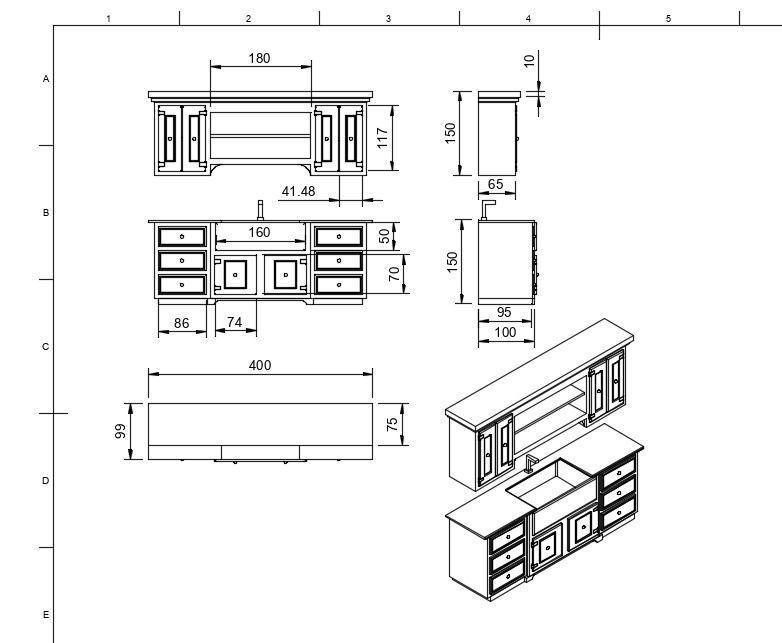 Scaled Dollhouse Kitchen Miniature 3D printable Modern Sink  3D print model_9