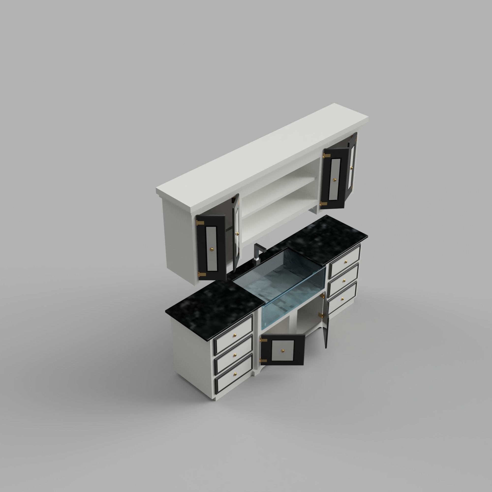 Scaled Dollhouse Kitchen Miniature 3D printable Modern Sink  3D print model_6