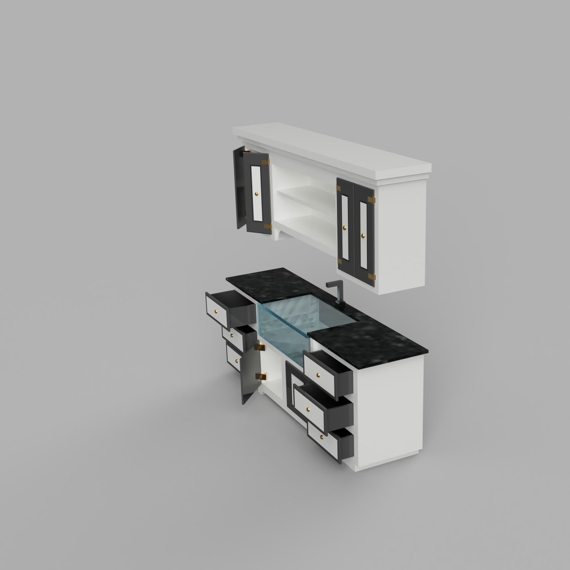 Scaled Dollhouse Kitchen Miniature 3D printable Modern Sink  3D print model_2