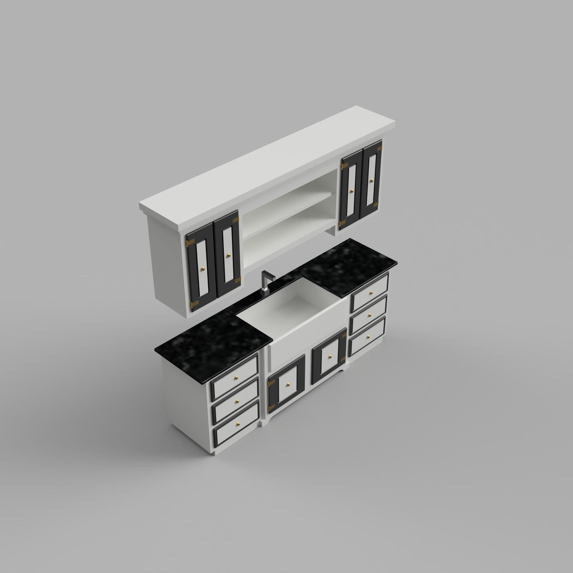 Scaled Dollhouse Kitchen Miniature 3D printable Modern Sink  3D print model_7