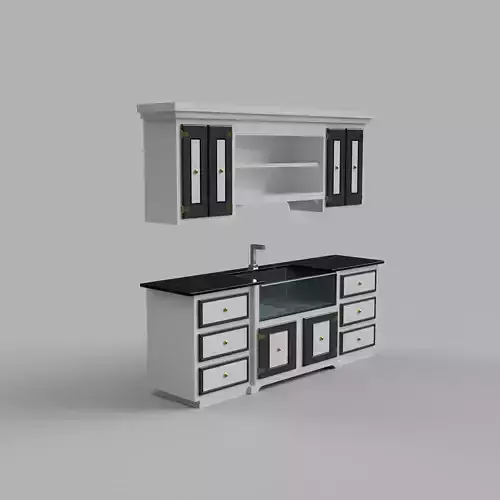 Scaled Dollhouse Kitchen Miniature 3D printable Modern Sink  3D print model