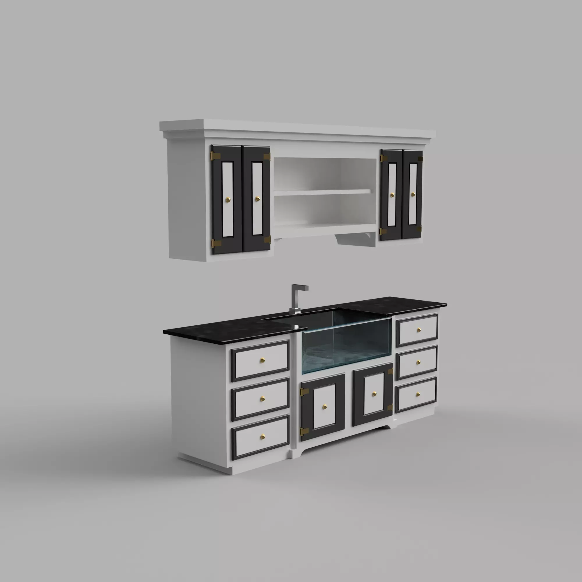 Scaled Dollhouse Kitchen Miniature 3D printable Modern Sink  3D print model_0