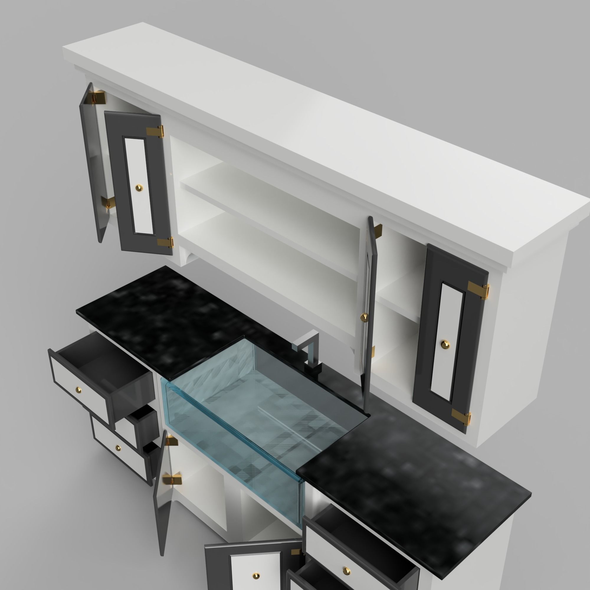 Scaled Dollhouse Kitchen Miniature 3D printable Modern Sink  3D print model_3