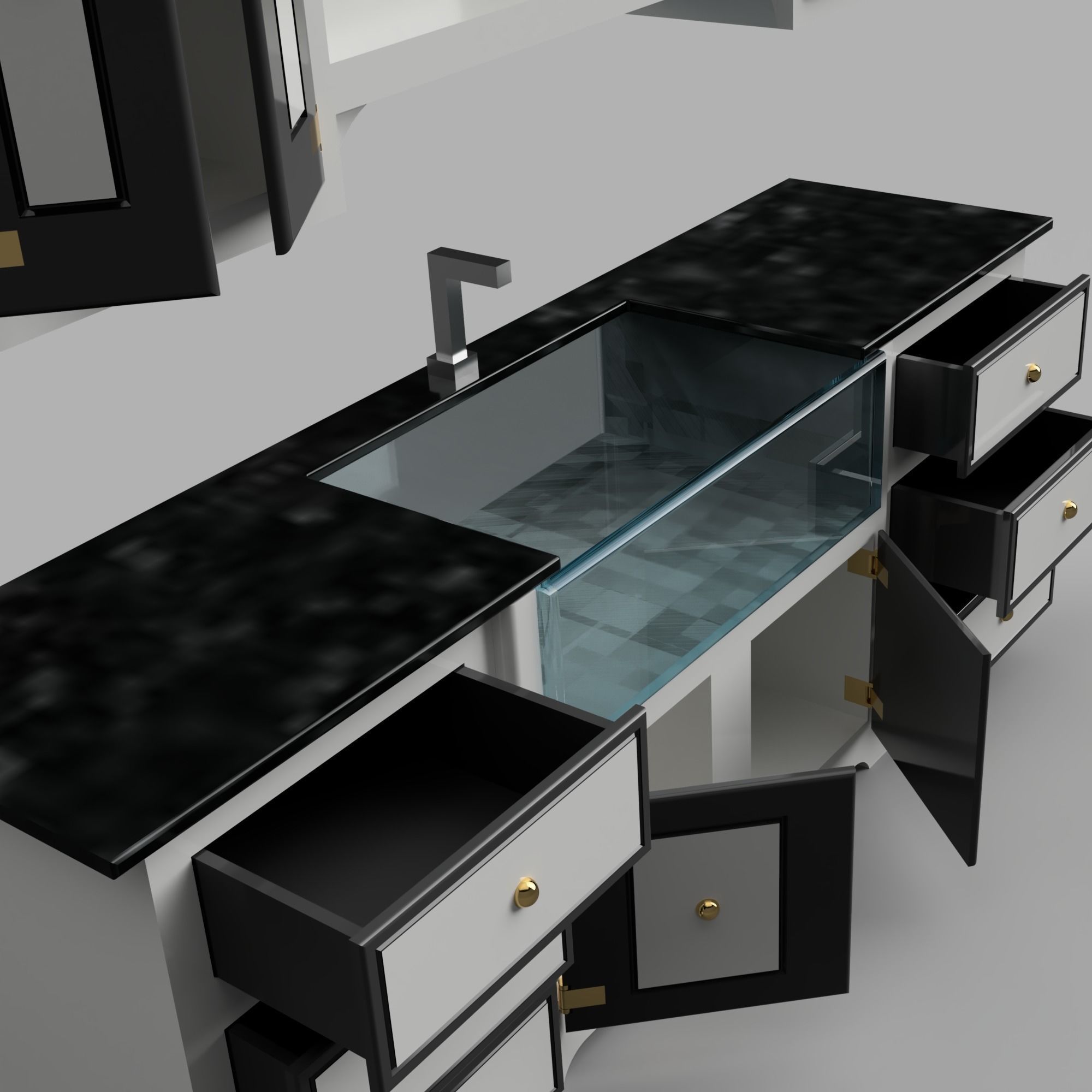 Scaled Dollhouse Kitchen Miniature 3D printable Modern Sink  3D print model_5