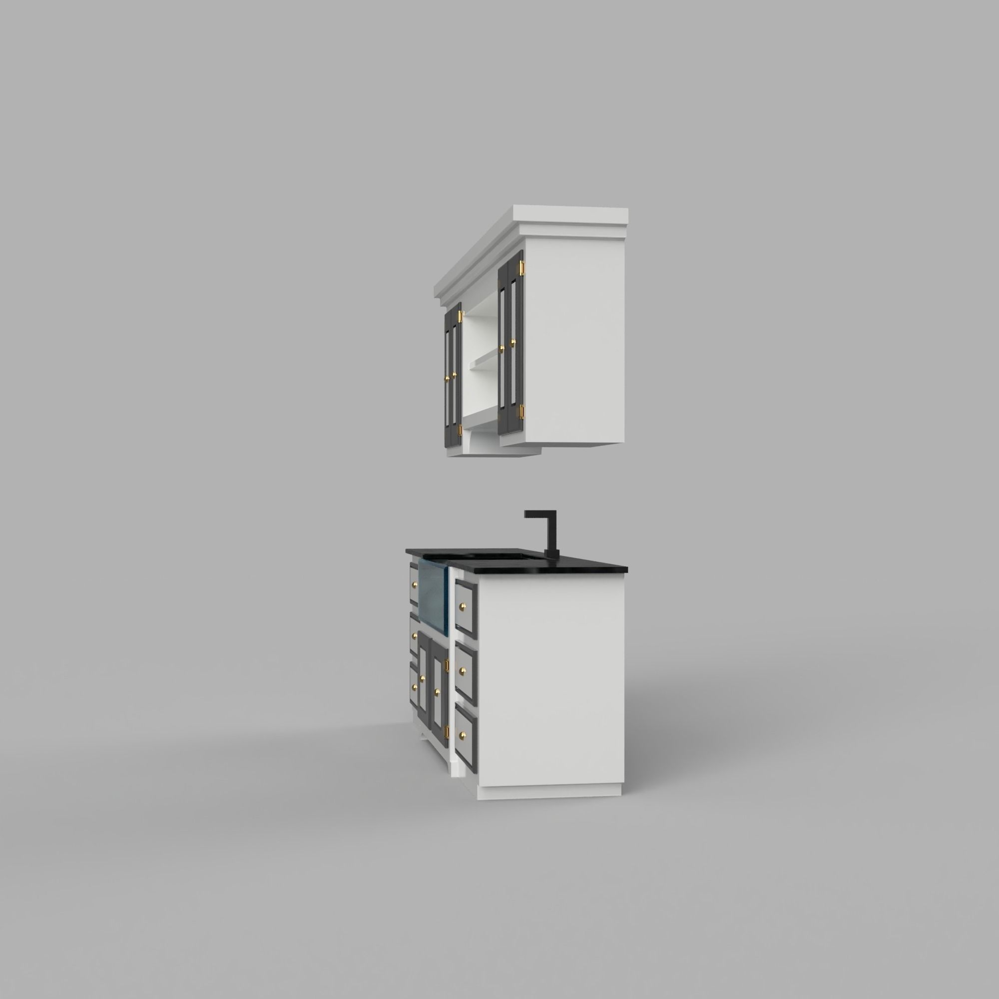 Scaled Dollhouse Kitchen Miniature 3D printable Modern Sink  3D print model_1