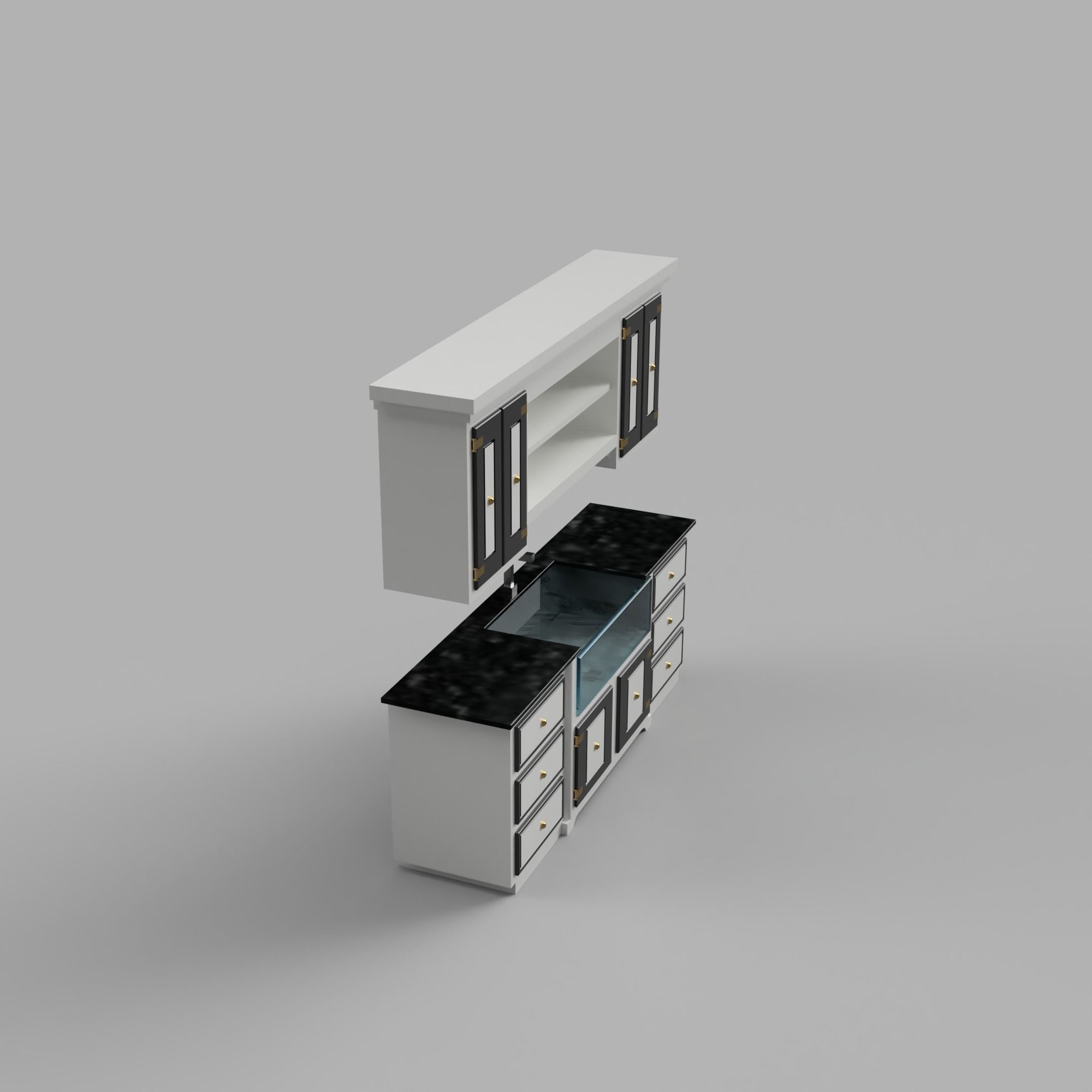 Scaled Dollhouse Kitchen Miniature 3D printable Modern Sink  3D print model_4